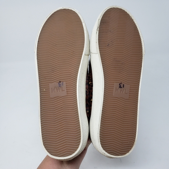 Madewell Sidewalk Low-Top Sneakers Painted Leopard Colorblock Calf Hair size 7 - Picture 6 of 10